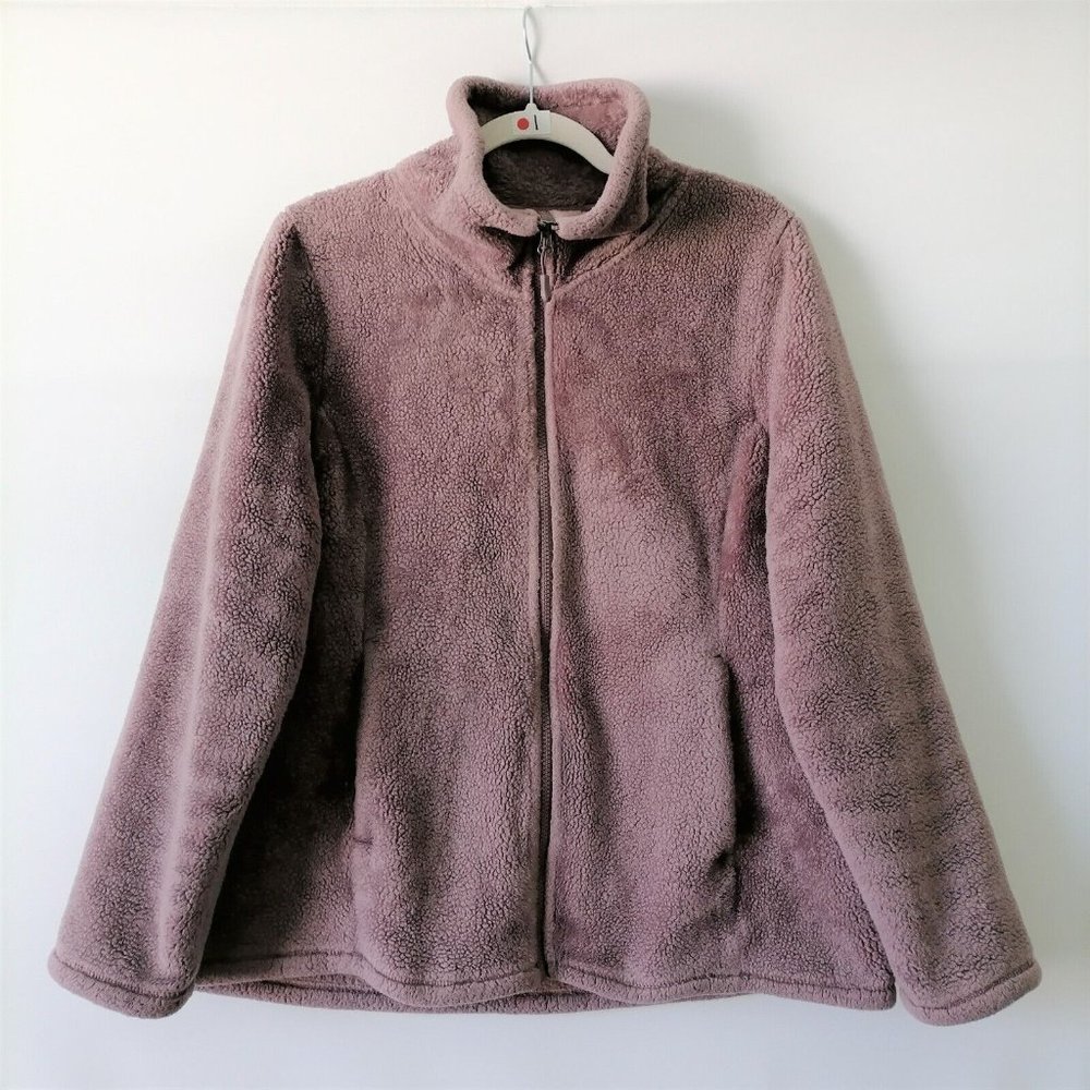 Heat Womens Purple Long Sleeve Mock Neck Fleece Full Zip Jacket Size L